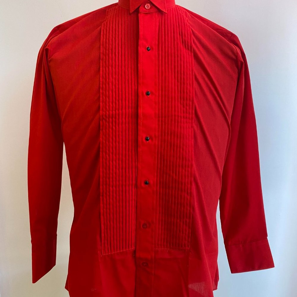 NEW Red Wing-Collar with Pleated Front Tuxedo Shirt  (Sizes S to 3XL) Valentine